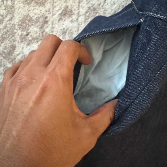 NWT BANANA REPUBLIC Dark Blue denim sweetheart neck wide leg 2P - Picture 5 of 8